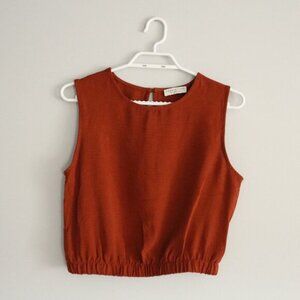 Paper Crane Women's Sz M Orange Sleeveless Crewneck Stretch Cropped Tank Top